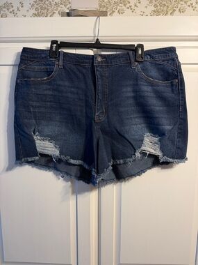 sofia by sofia vergara Dark Blue Distressed Denim Shorts